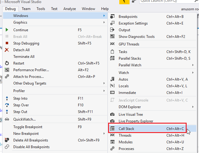 Debug – รู้ว่า code เรามาถึงจุดนี้ได้ยังไงกับ Call Stack – anurocha